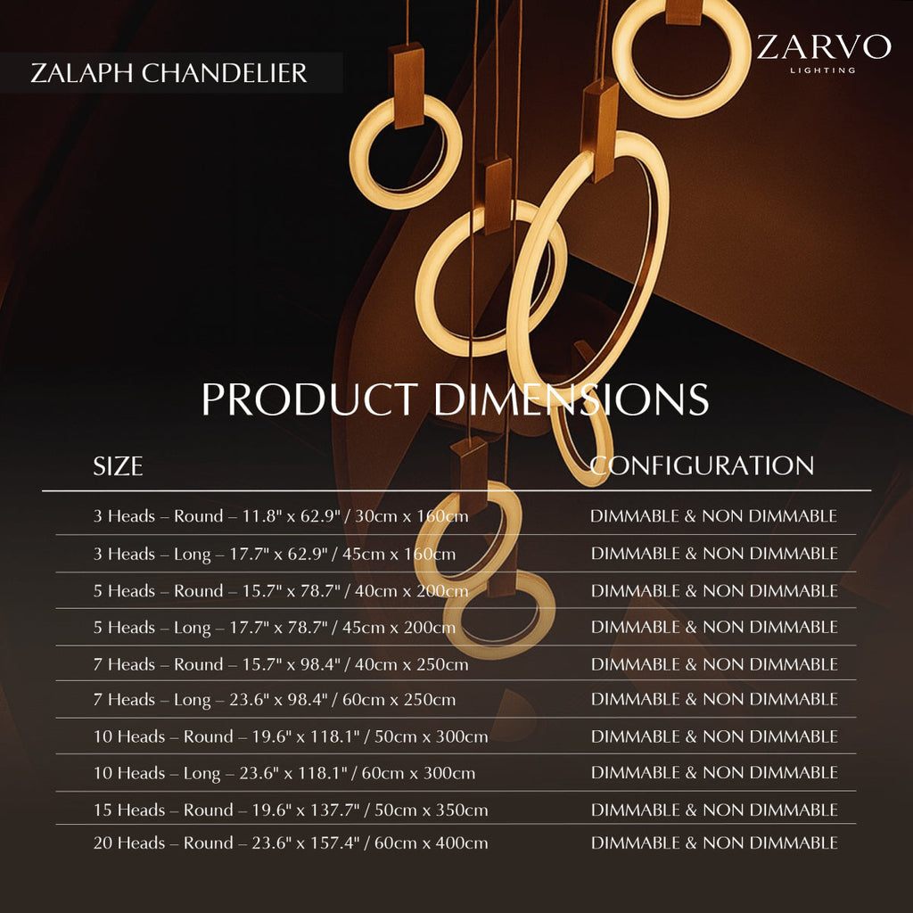 Aurora Loop Chandelier With Acrylic Ring Heads And Wooden Base