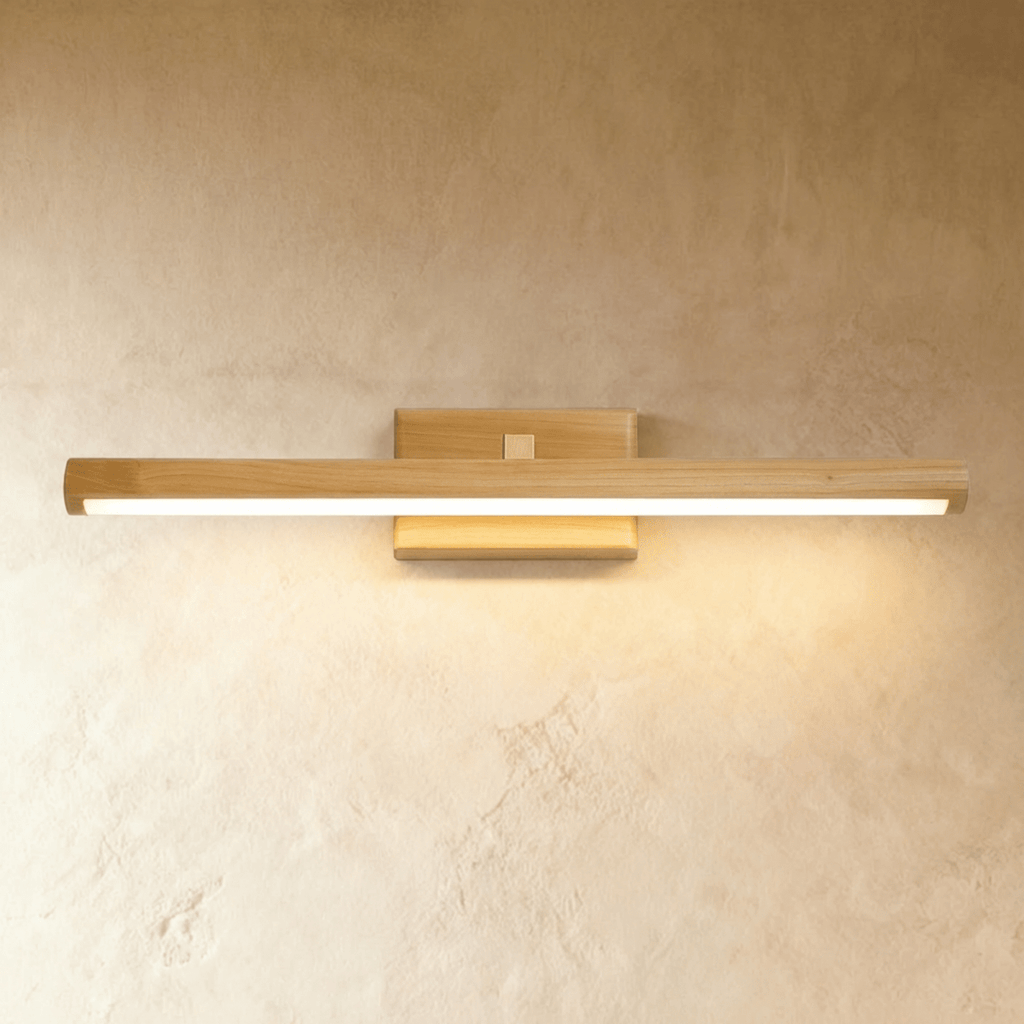 Copper Wood Bathroom Vanity Wall Lamp With Walnut Or Natural Finish