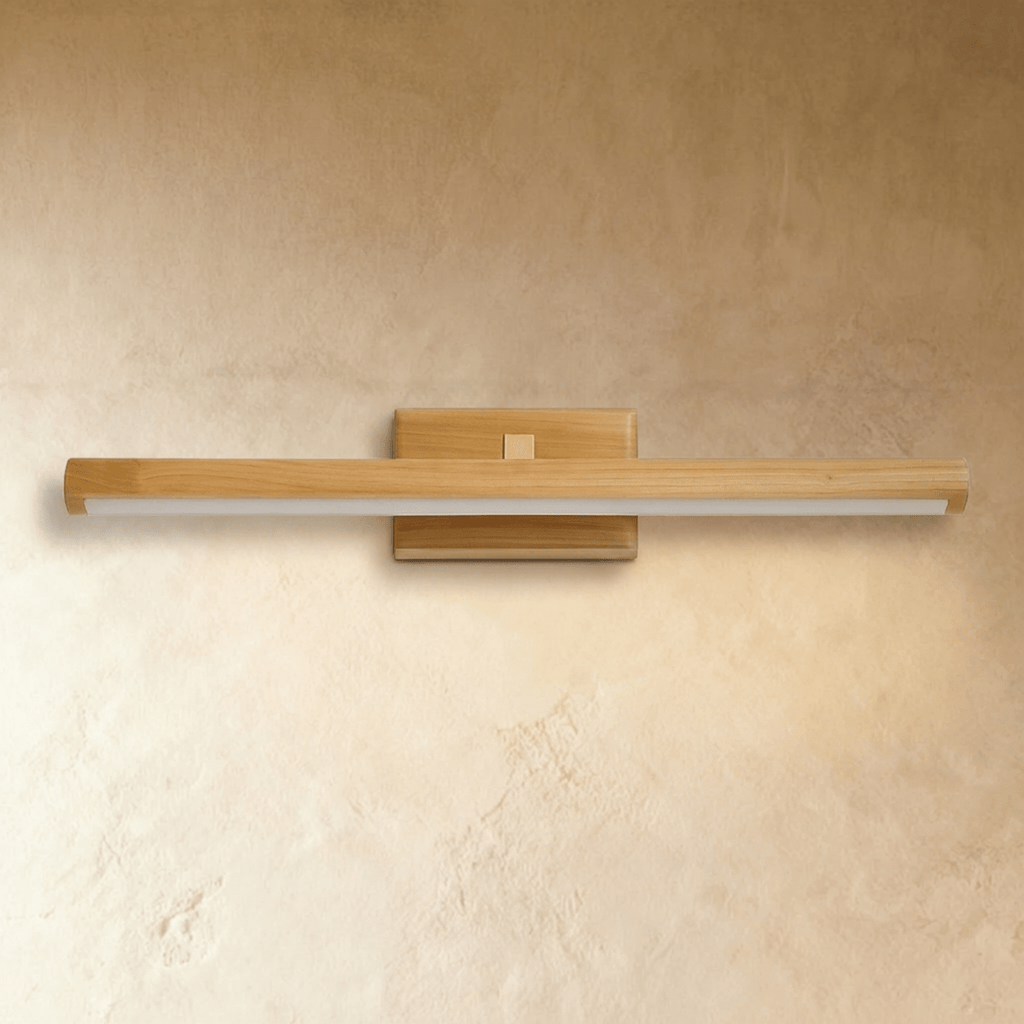 Copper Wood Bathroom Vanity Wall Lamp With Walnut Or Natural Finish