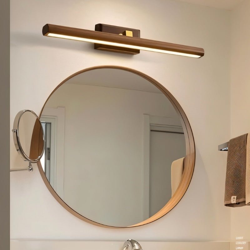 Copper Wood Bathroom Vanity Wall Lamp With Walnut Or Natural Finish