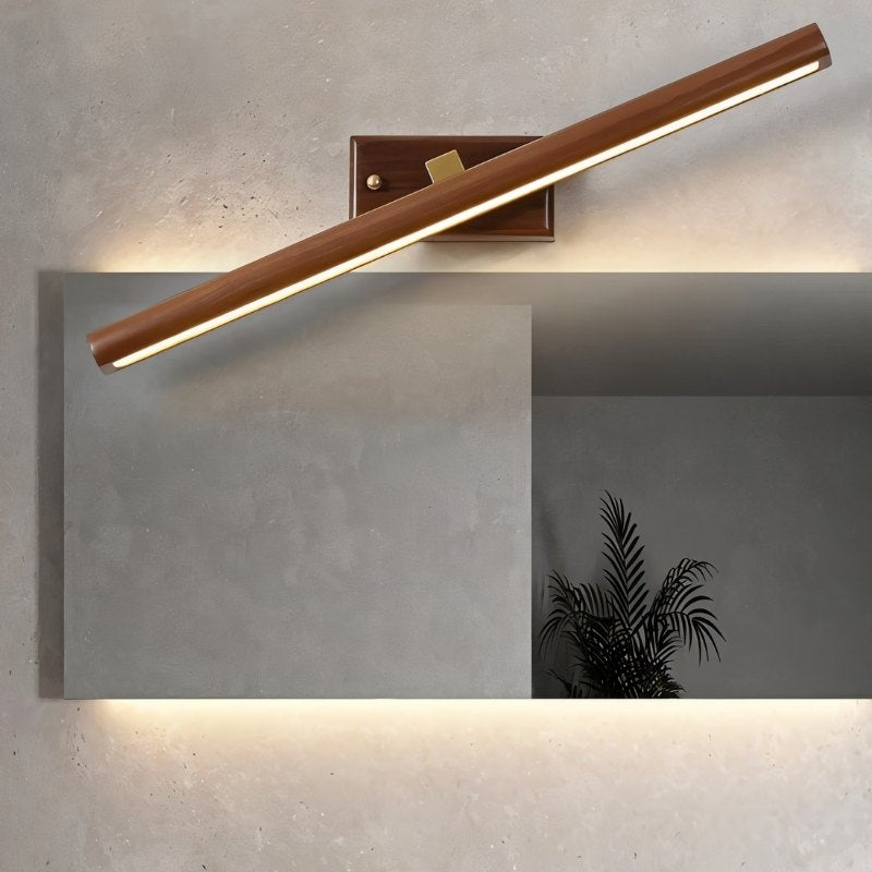 Copper Wood Bathroom Vanity Wall Lamp With Walnut Or Natural Finish