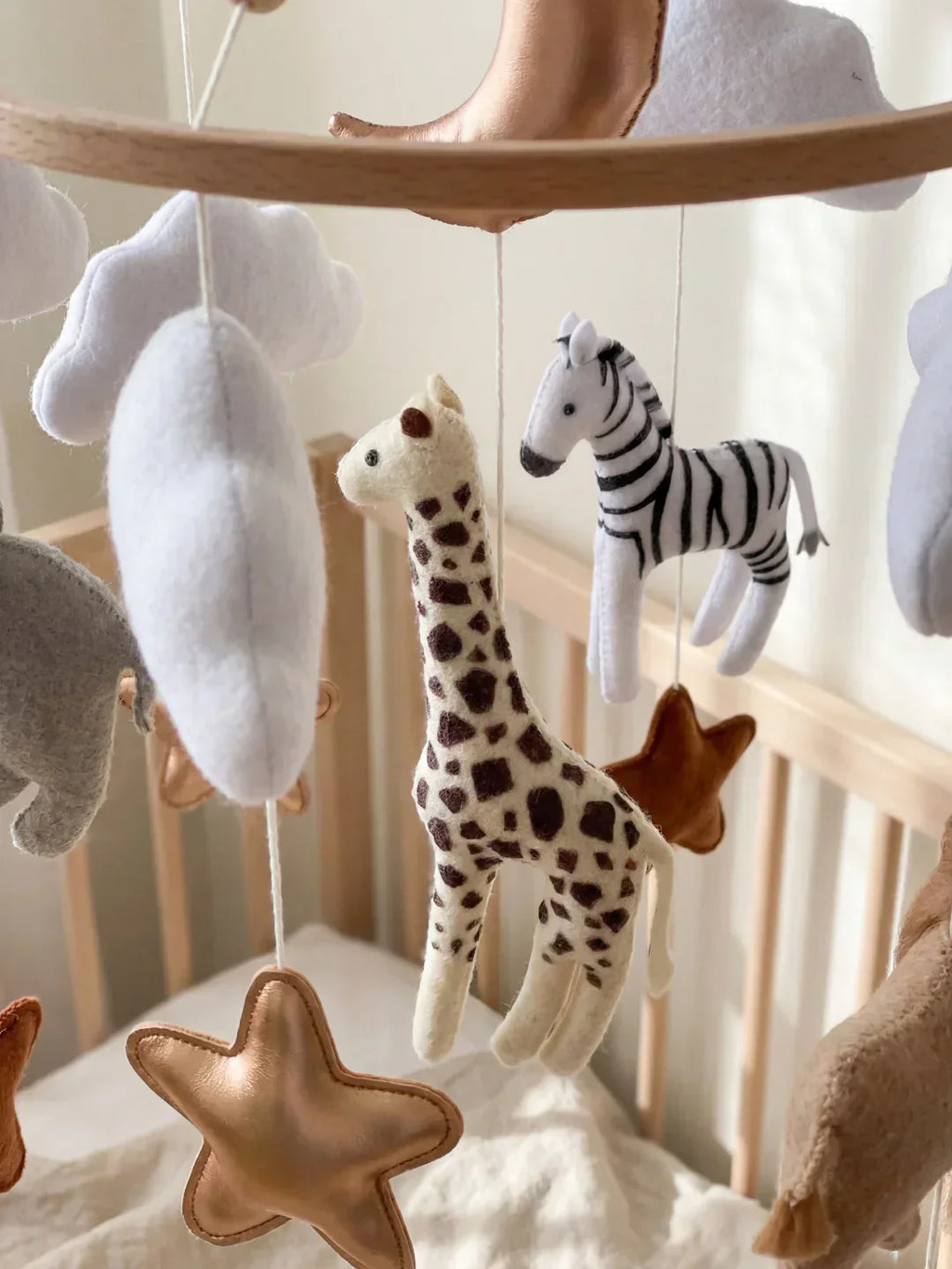 Natural Wood Crib Mobile To Calm Your Baby At Bedtime