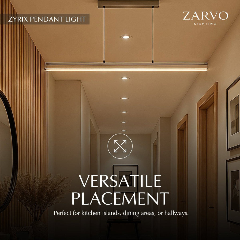 AeroLux lineární LED závěsné světlo s minimalistickým kovovým rámem
